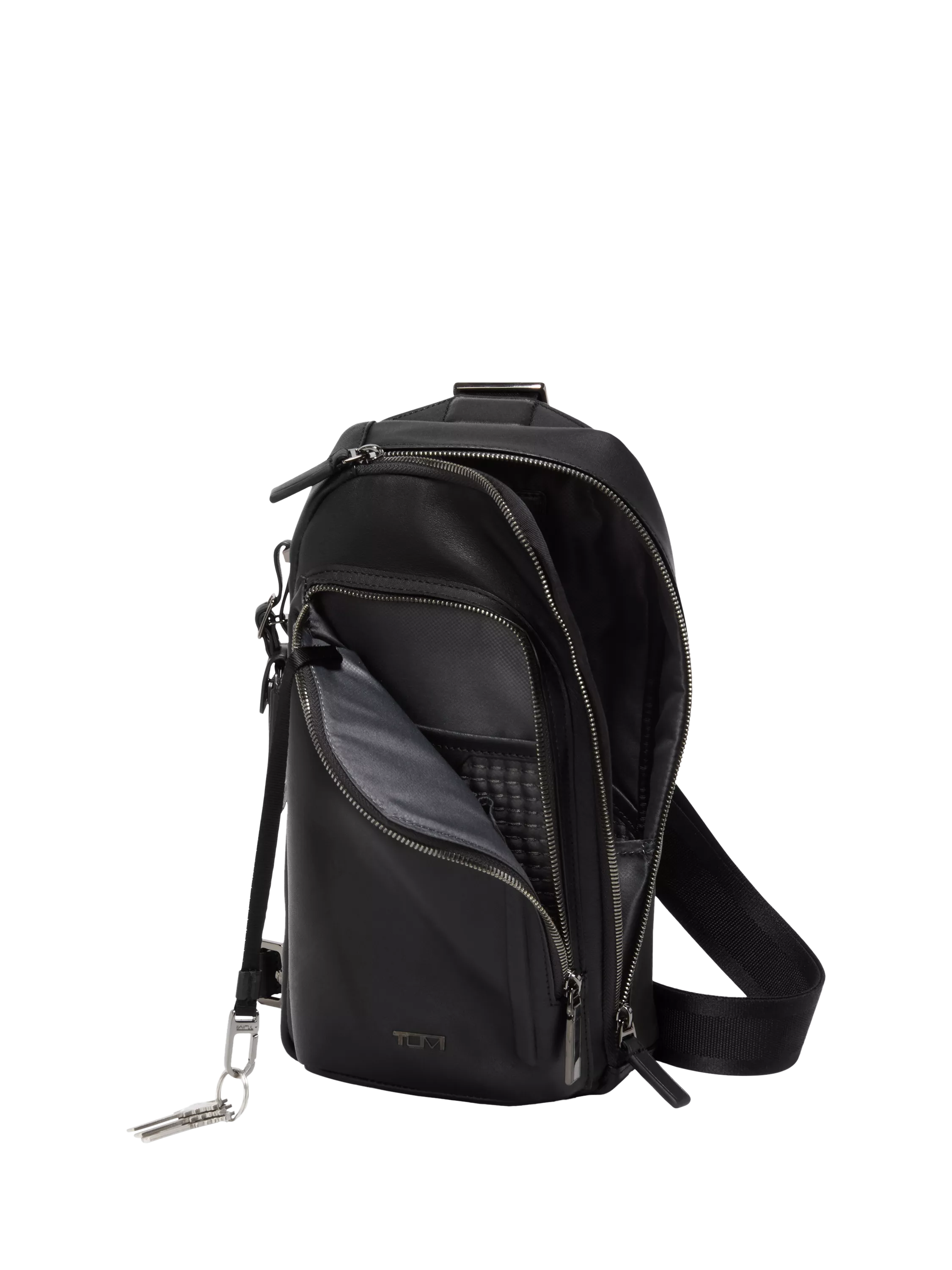 TUMI leather sling bag 12.5L Black Bombe (British brand)