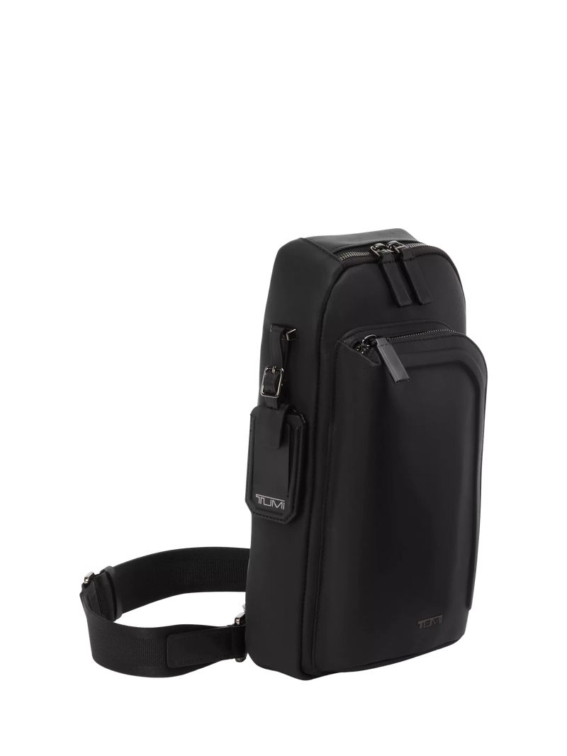 TUMI leather sling bag 12.5L Black Bombe (British brand)
