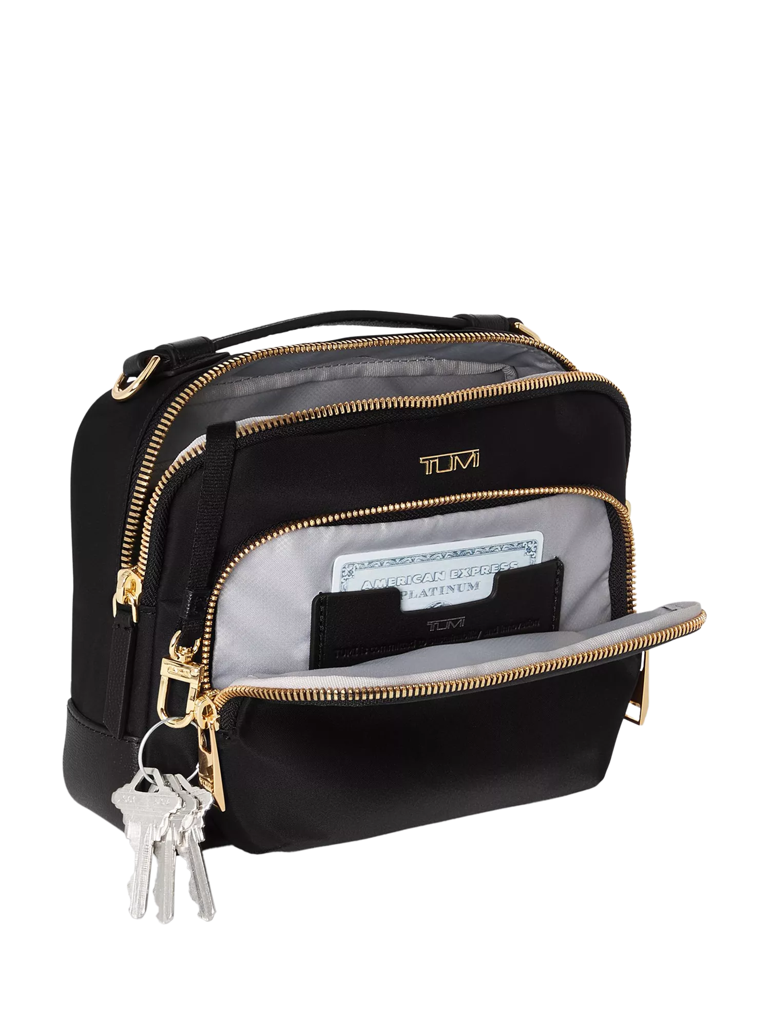 TUMI Teghan crossbody bag black gold, UK version