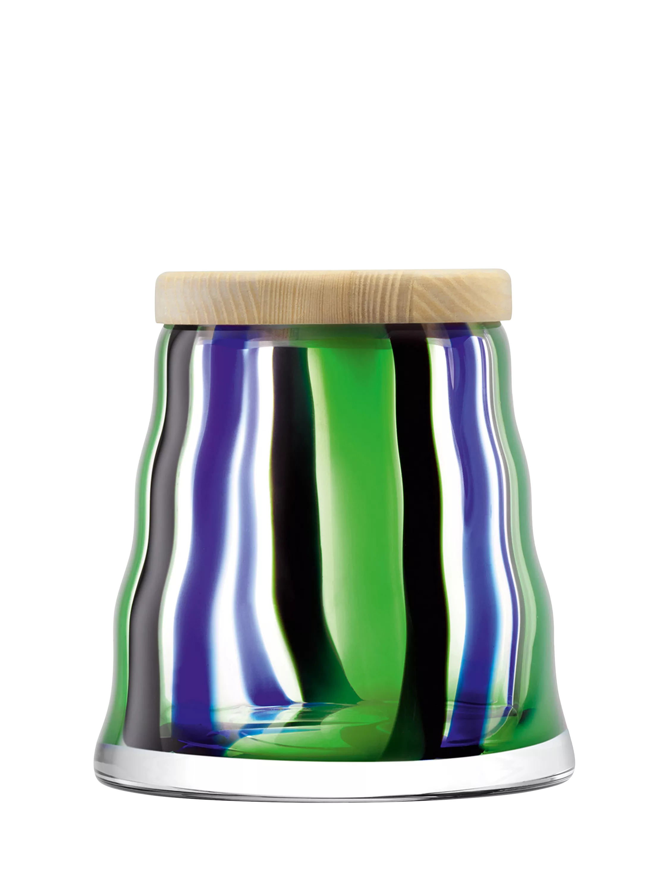 LSA International Folk striped glass container with lid 16.3cm, UK version