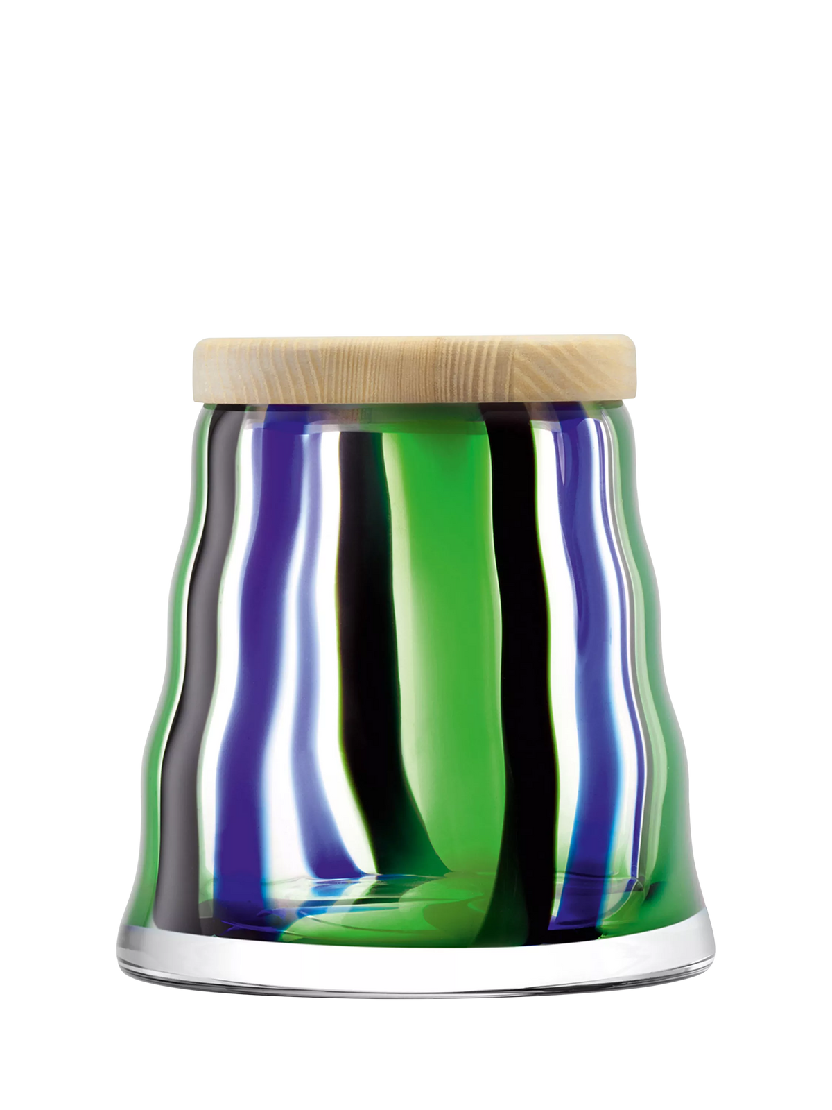 LSA International Folk striped glass container with lid 16.3cm, UK version