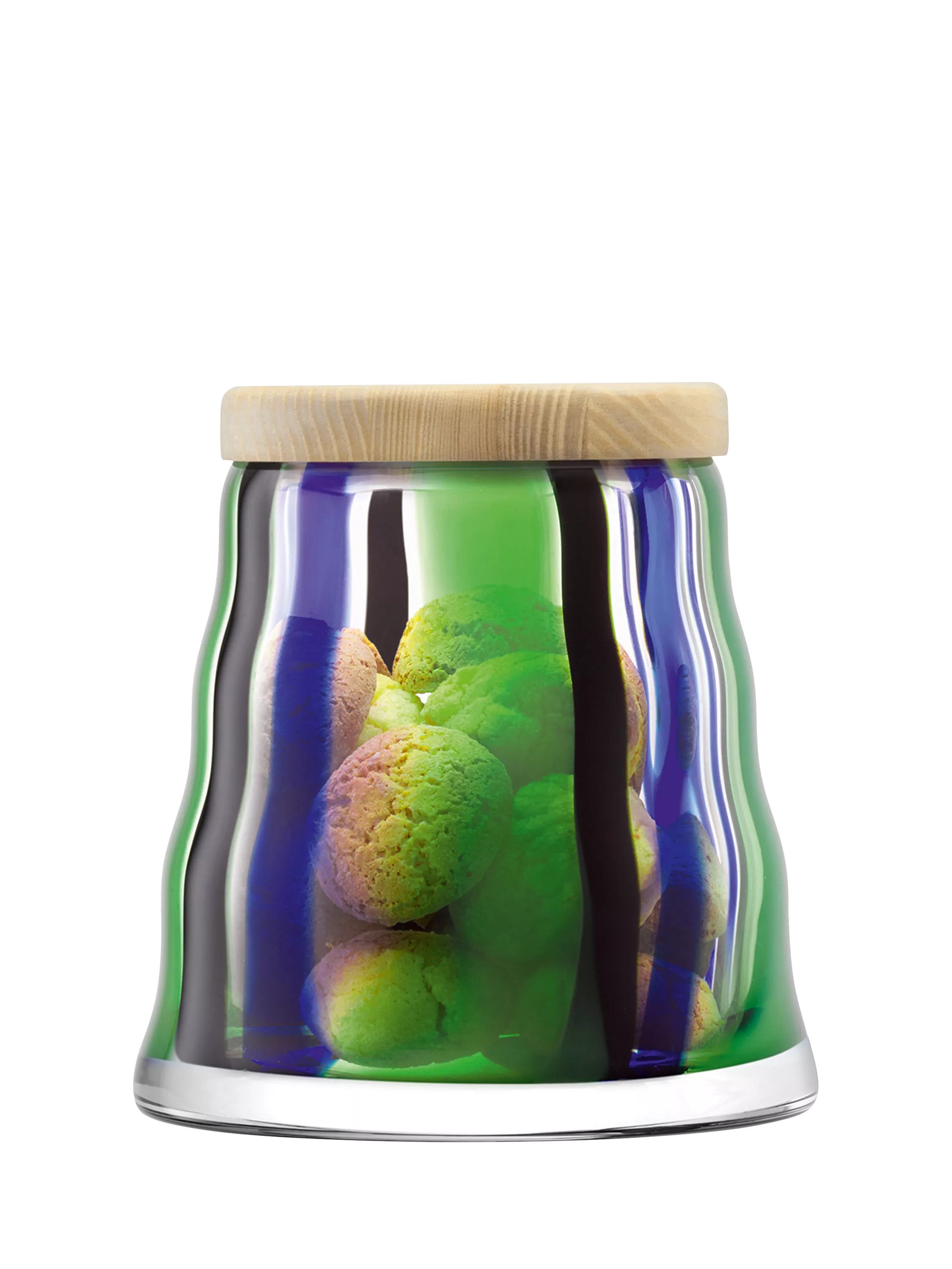 LSA International Folk striped glass container with lid 16.3cm, UK version