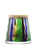 LSA International Folk striped glass container with lid 16.3cm, UK version