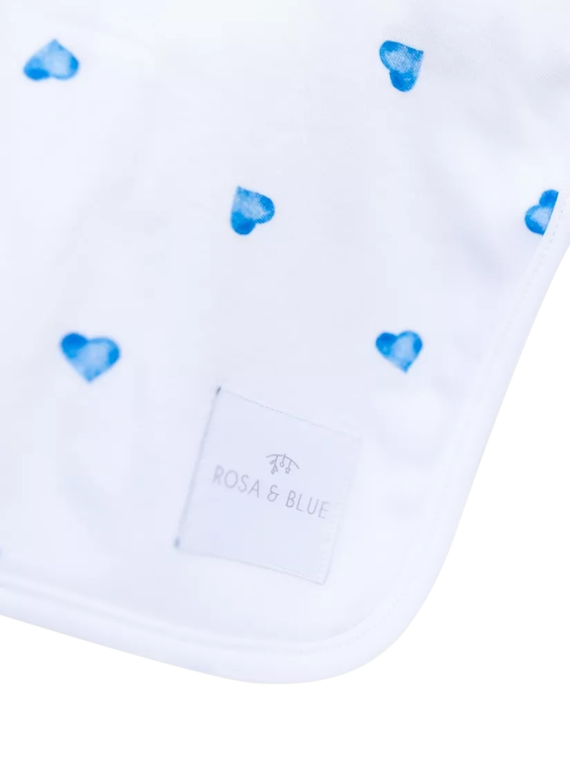 Rosa & Blue heart print baby blanket - British product