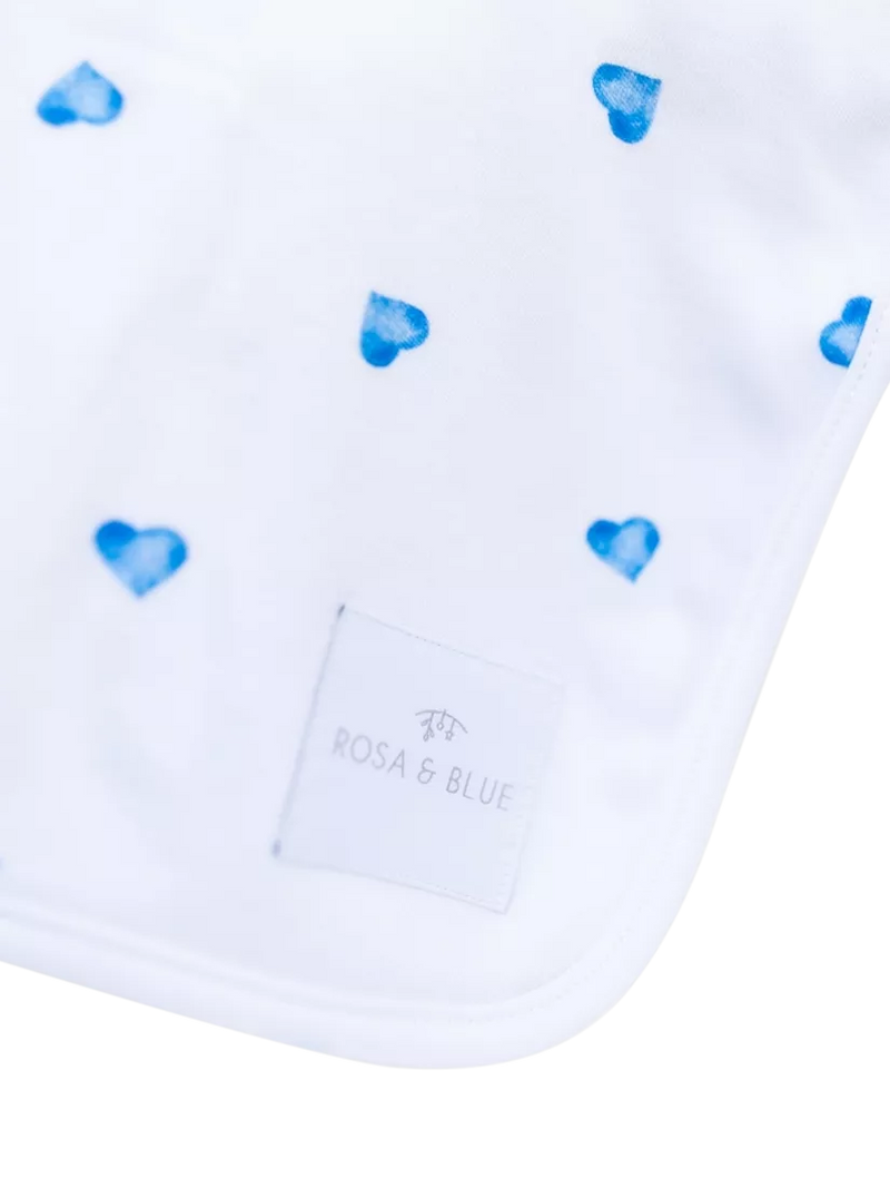 Rosa & Blue heart print baby blanket - British product