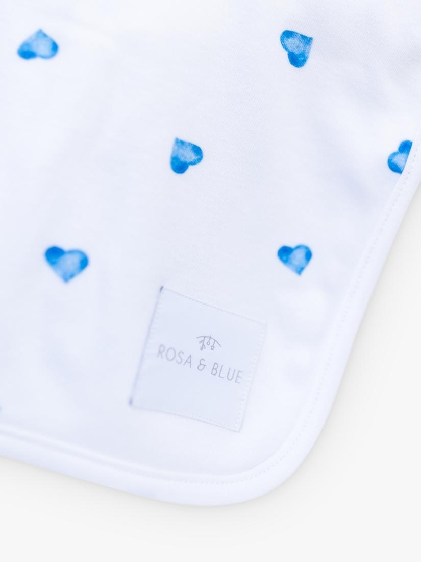 Rosa & Blue heart print baby blanket - British product