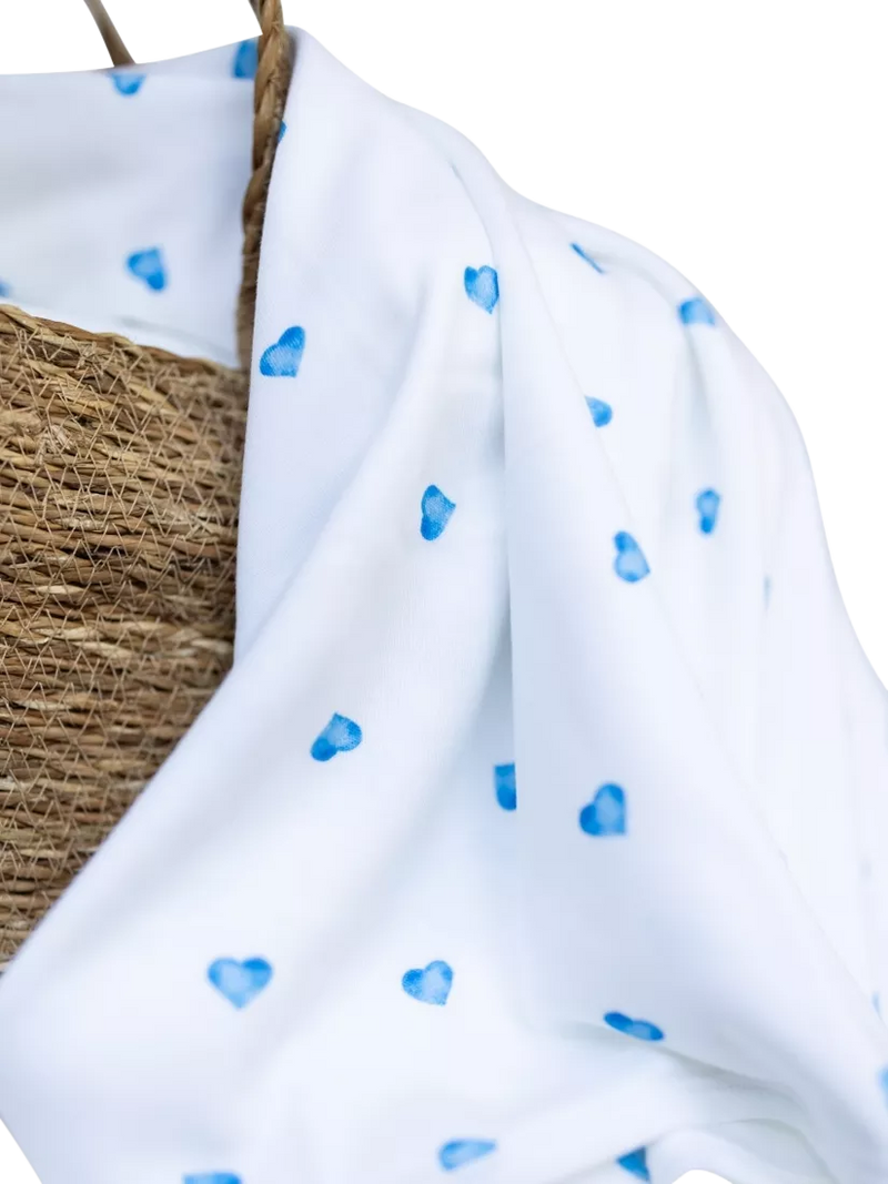 Rosa & Blue heart print baby blanket - British product