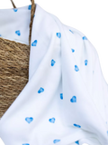 Rosa & Blue heart print baby blanket - British product