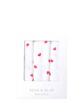 Rosa & Blue baby muslin squares pack of 3 in white (British brand)