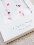 Rosa & Blue baby muslin squares pack of 3 in white (British brand)