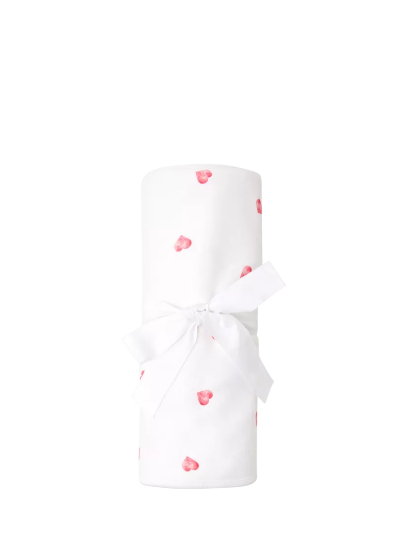 Rosa & Blue baby blanket heart print white - British product