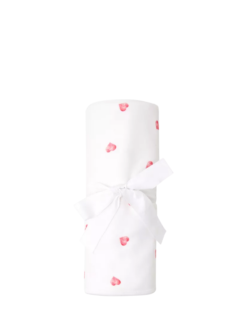 Rosa & Blue baby blanket heart print white - British product