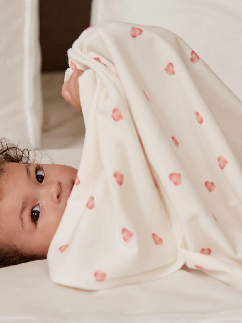 Rosa & Blue baby blanket heart print white - British product