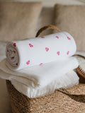 Rosa & Blue baby blanket heart print white - British product