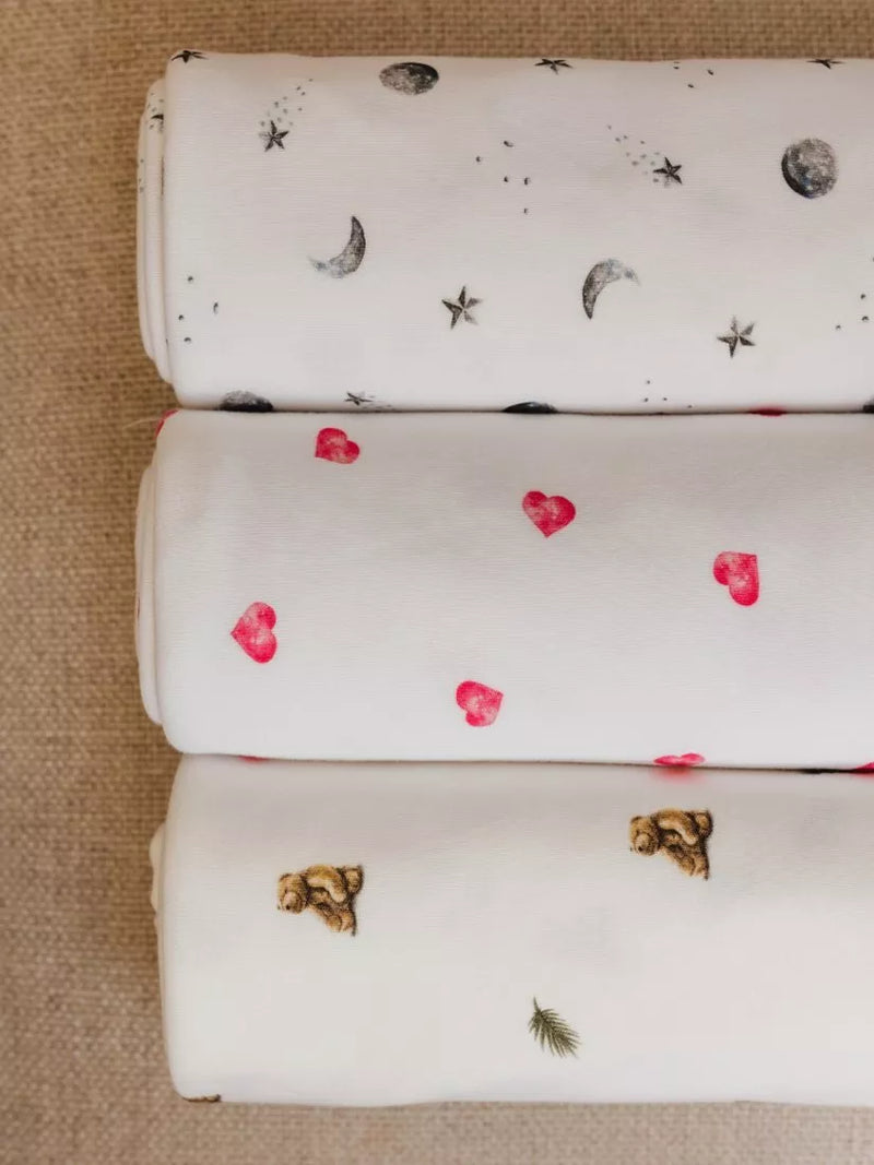 Rosa & Blue baby blanket heart print white - British product