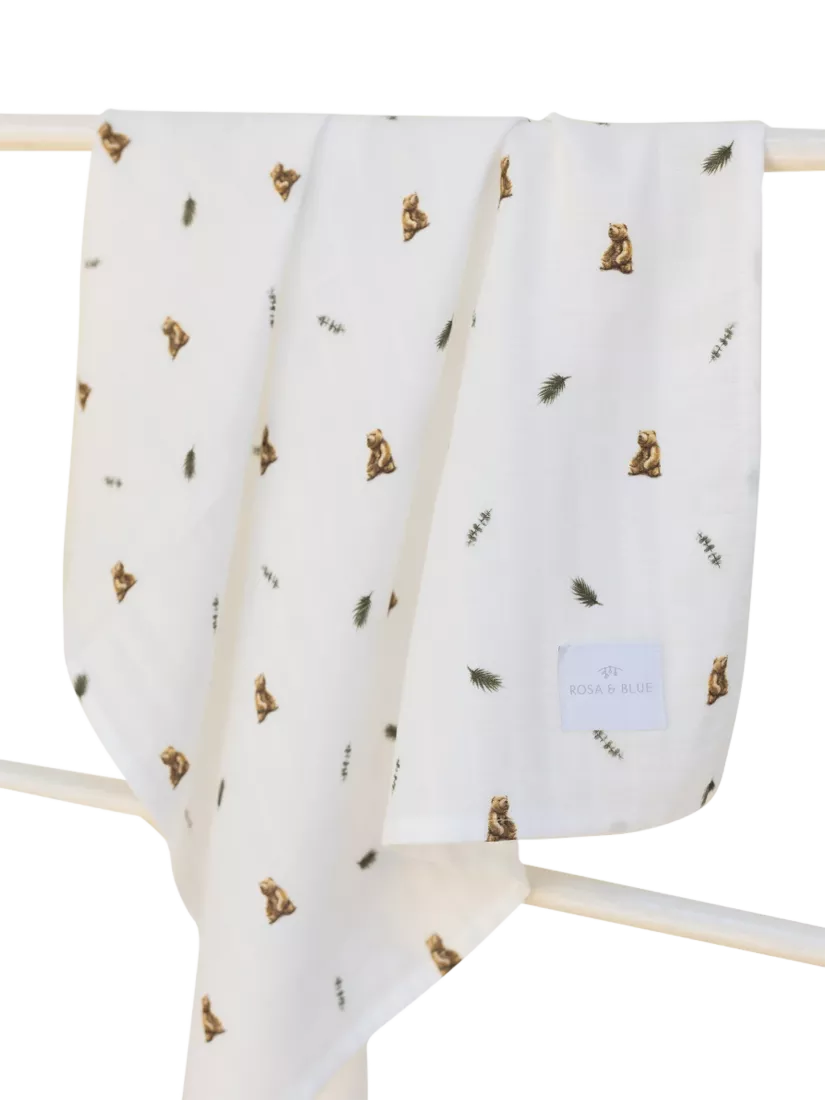 Rosa & Blue baby muslin squares pack of 3 white, imported from the UK