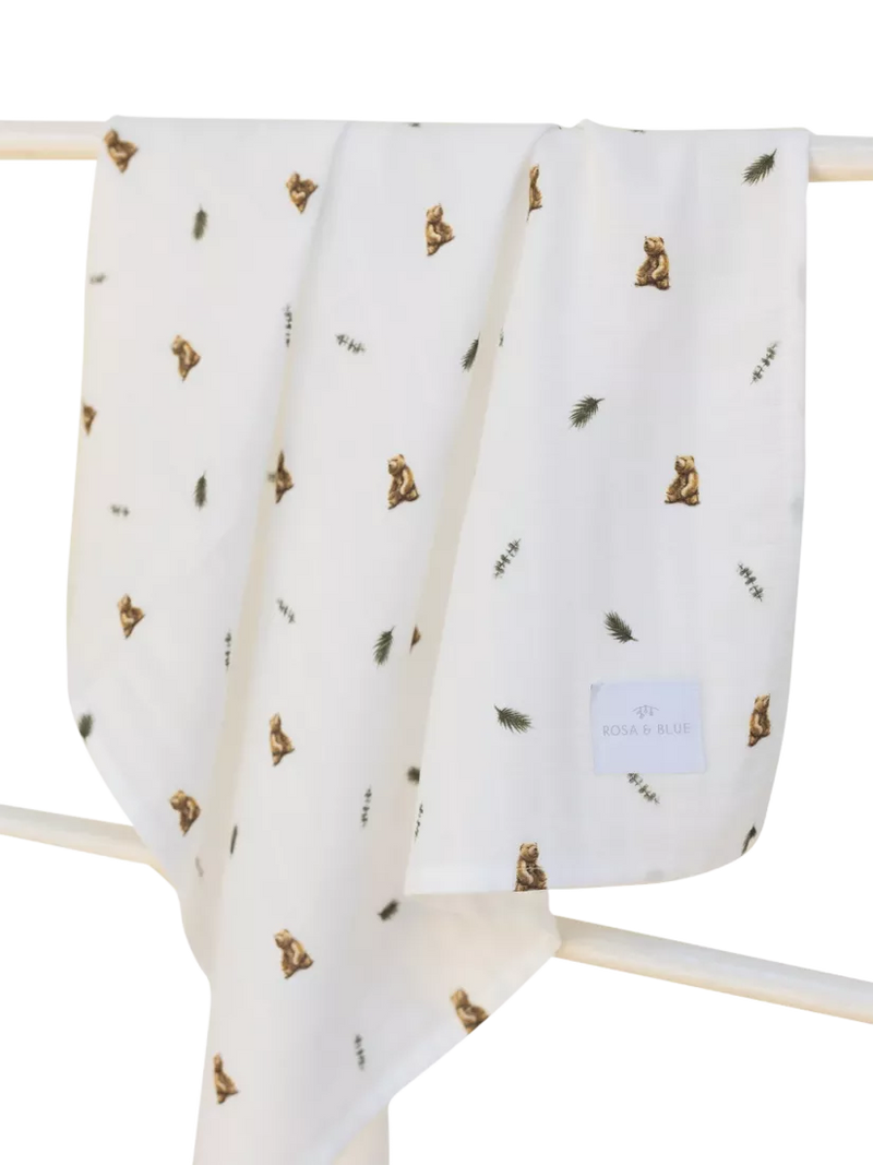 Rosa & Blue baby muslin squares pack of 3 white, imported from the UK