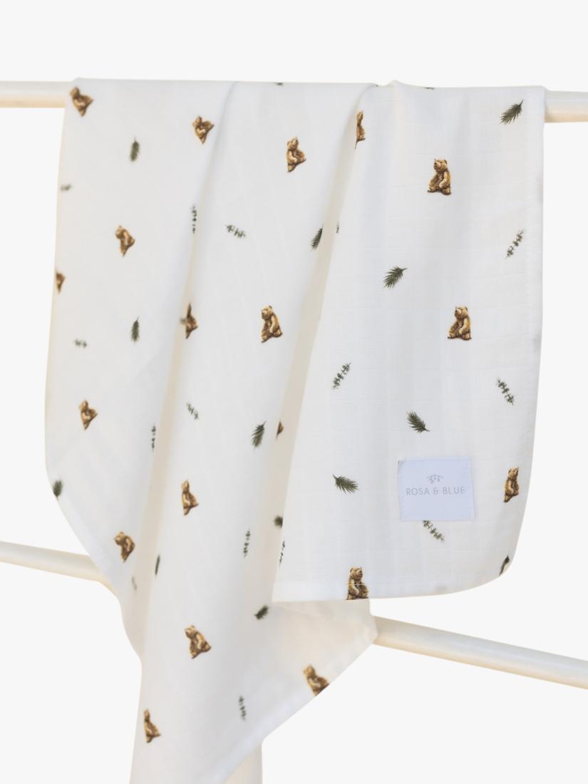 Rosa & Blue baby muslin squares pack of 3 white, imported from the UK
