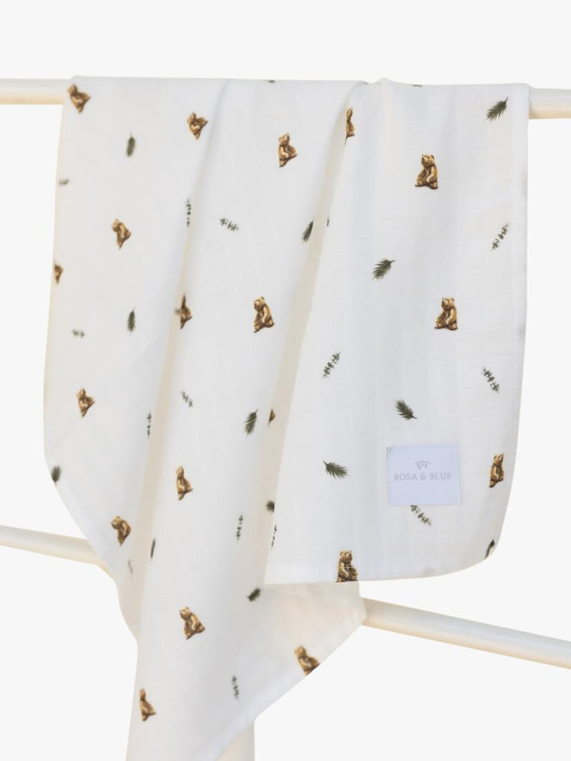 Rosa & Blue baby muslin squares pack of 3 white, imported from the UK