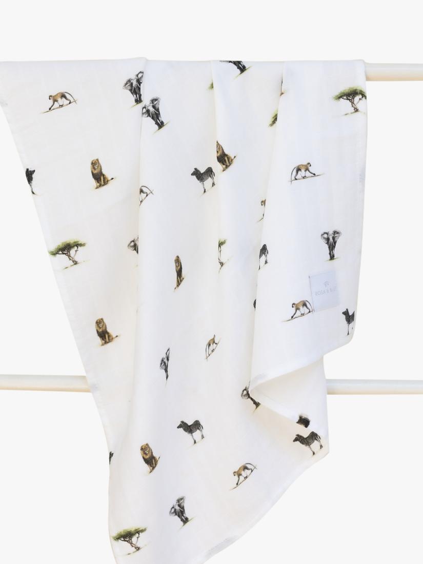 Rosa & Blue baby muslin squares pack of 3 white, imported from the UK