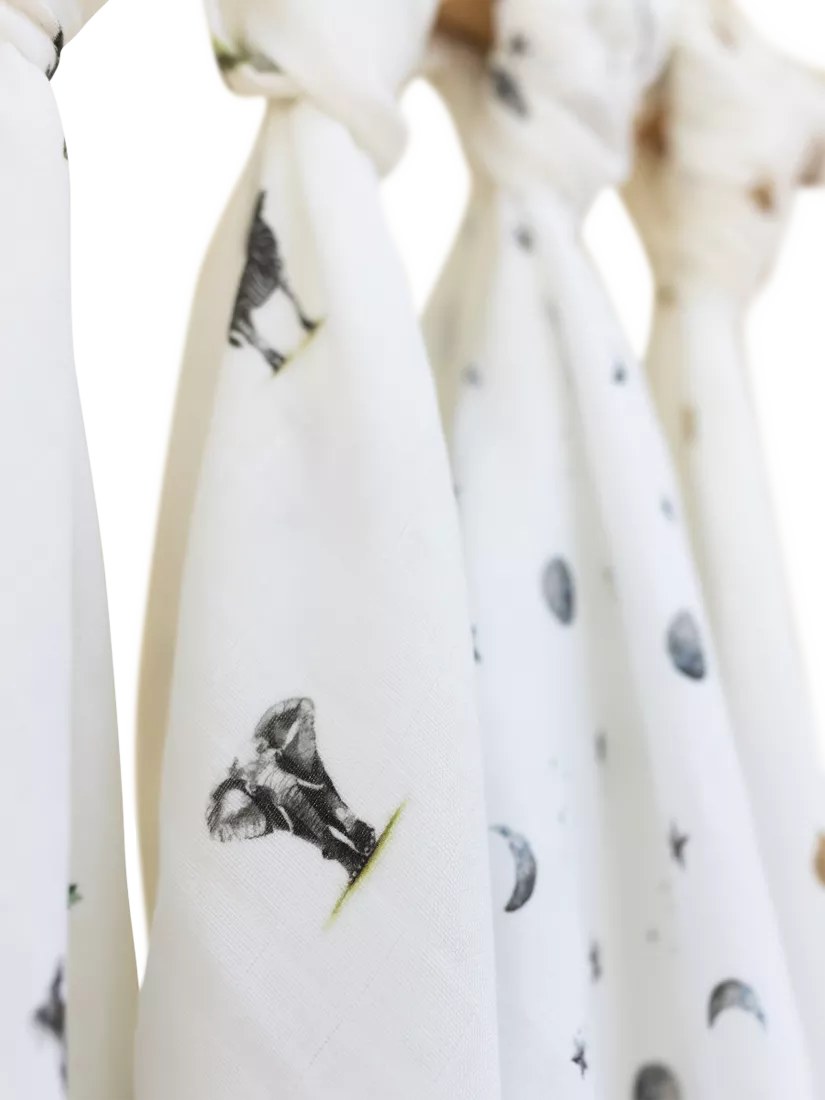 Rosa & Blue baby muslin squares pack of 3 white, imported from the UK