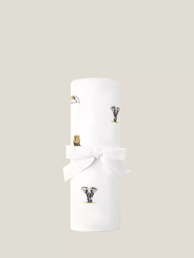 John Lewis Rosa & Blue Baby Bamboo and Cotton Safari Print Blanket White- Buy online at McGrocer
