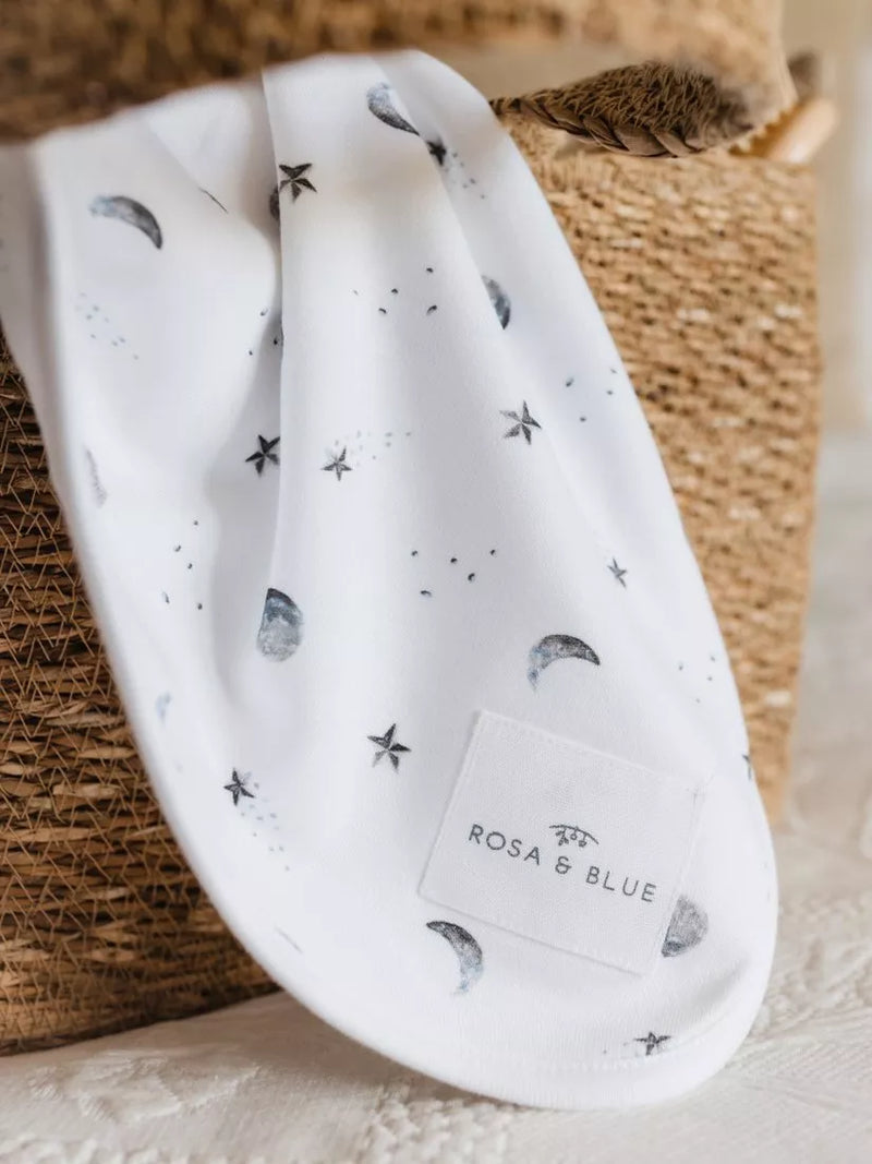 Rosa & Blue moon print baby blanket - British product