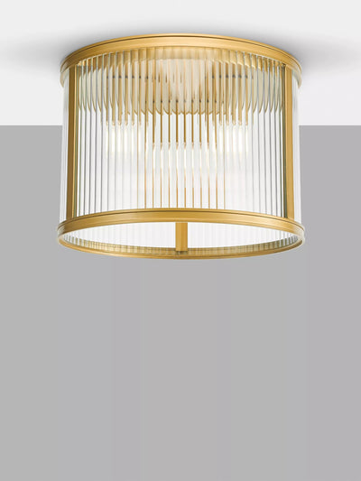 John Lewis Där Bianka 3 Bulb Ribbed Glass Flush Ceiling Light, Matt Black, H25 x W35 x D35cm- Buy online at McGrocer