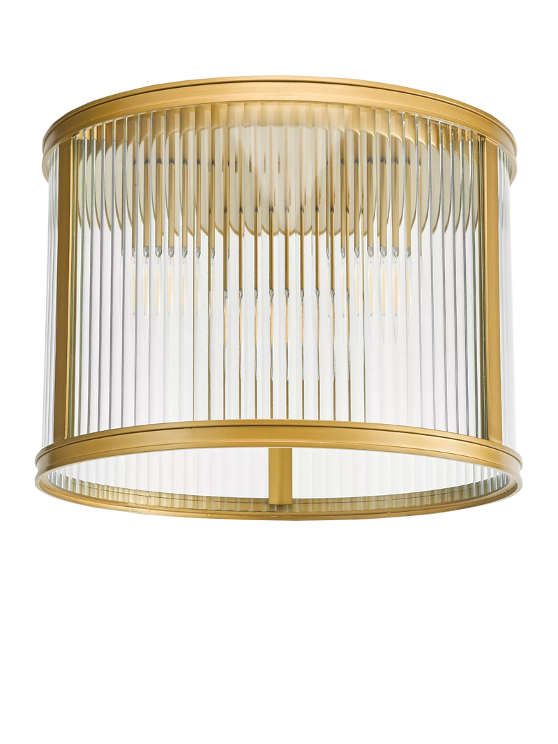 Där Bianka flush ceiling light matt black ribbed glass - British product