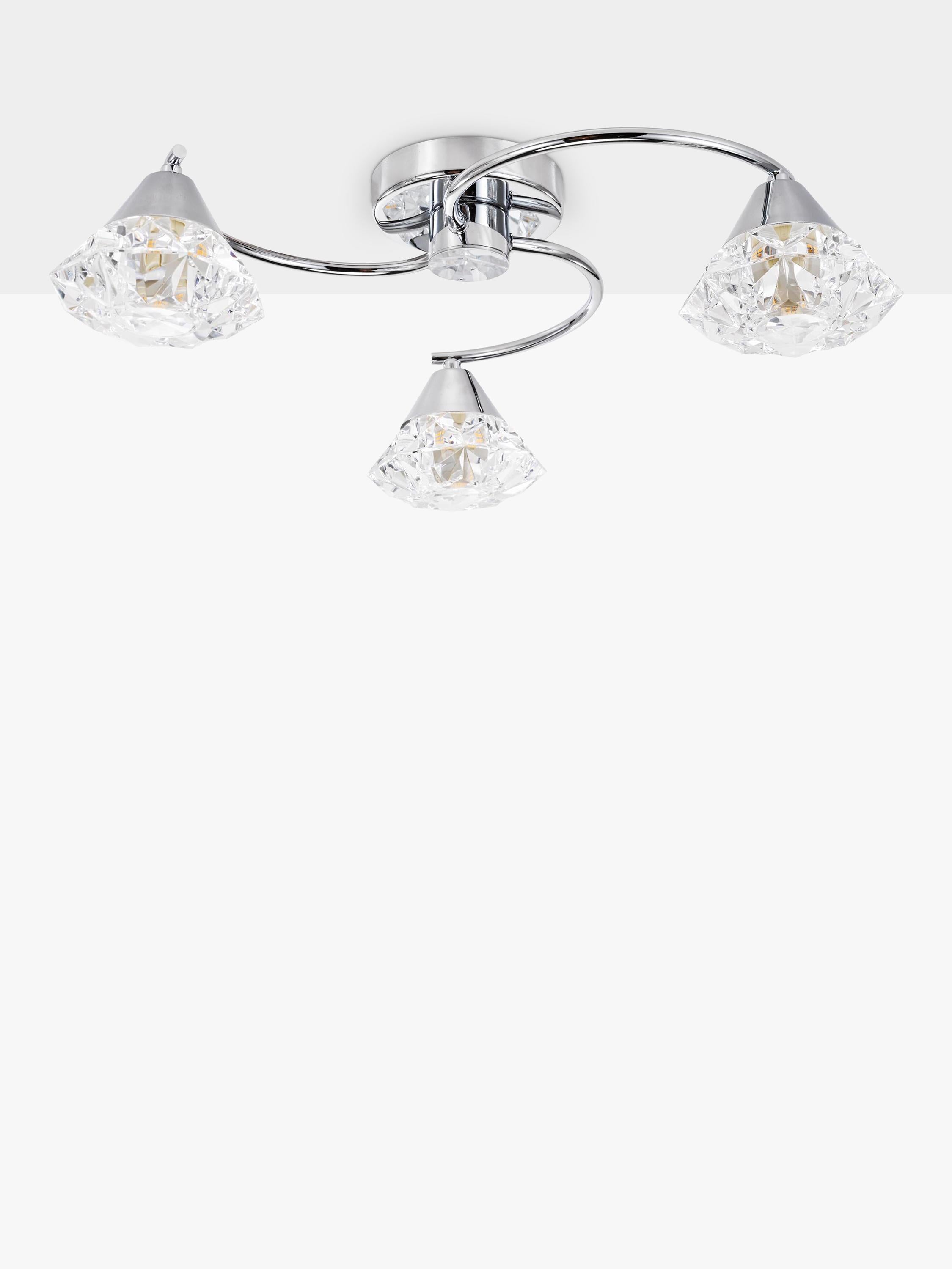Där Dilys semi flush ceiling light polished chrome crystal shades, UK version