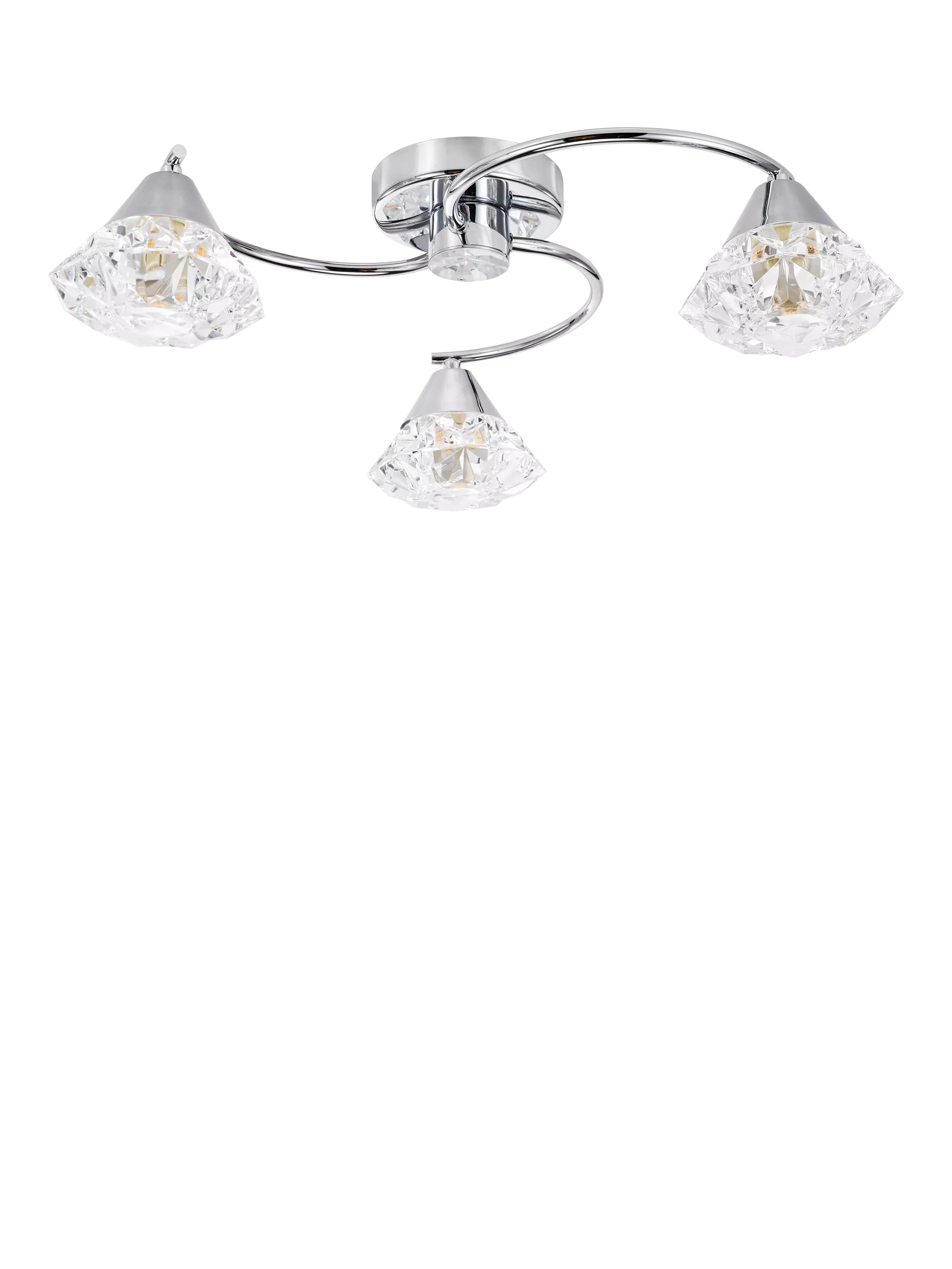 Där Dilys semi flush ceiling light polished chrome crystal shades, UK version