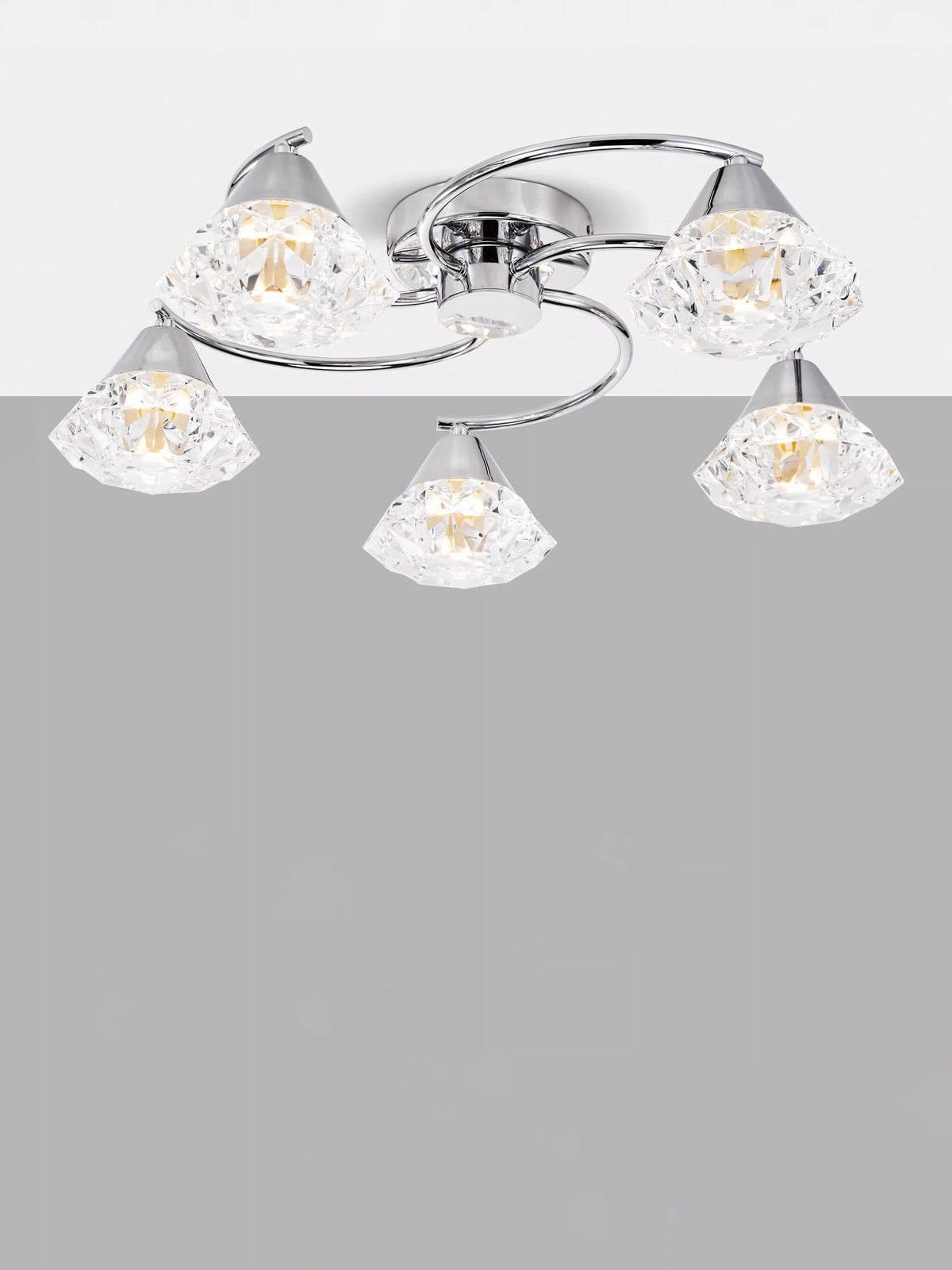 Där Dilys semi flush ceiling light polished chrome, UK version