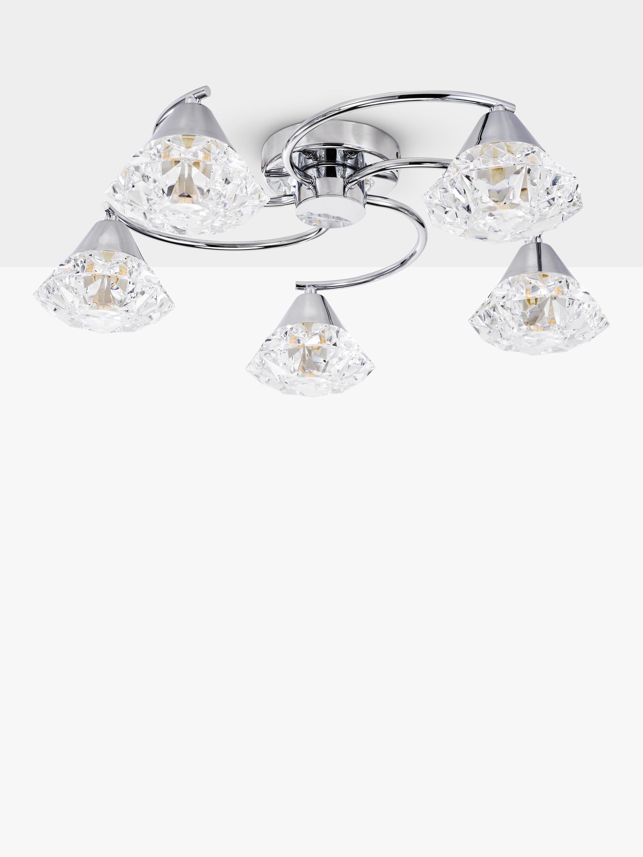 Där Dilys semi flush ceiling light polished chrome, UK version