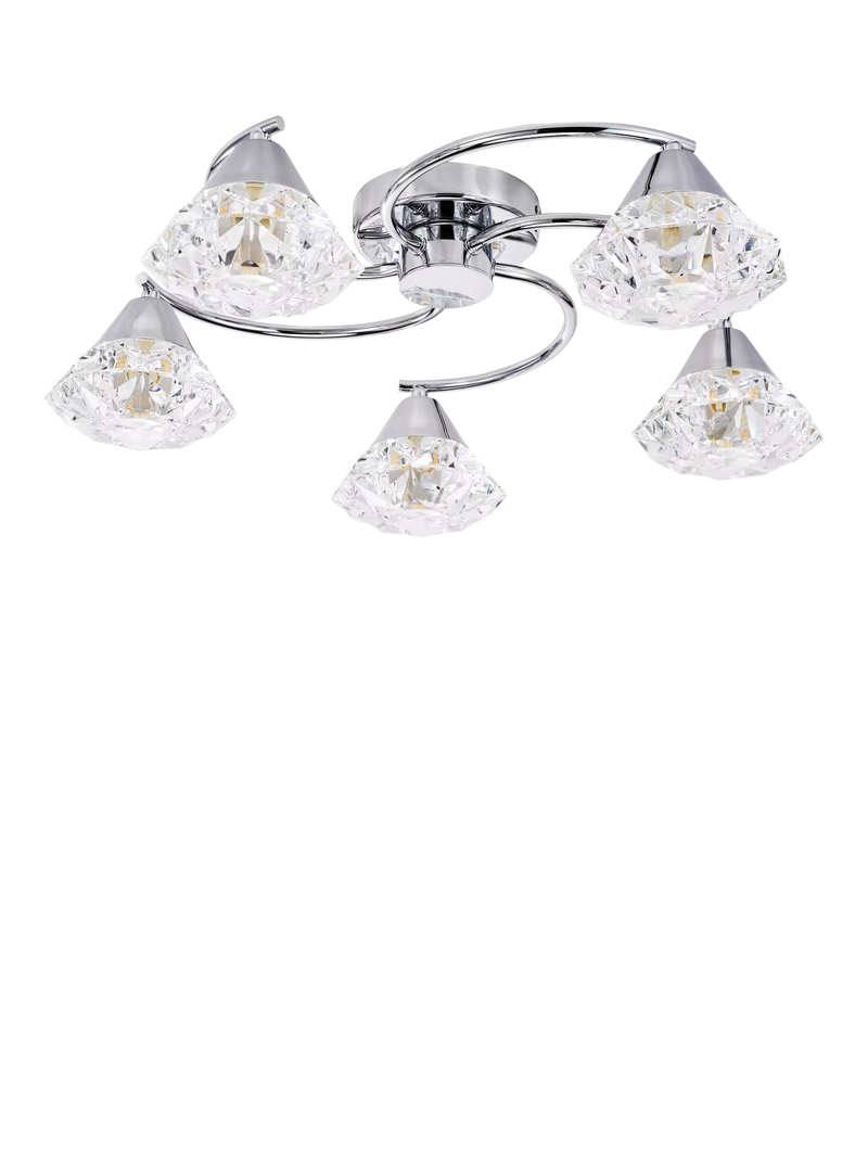 Där Dilys semi flush ceiling light polished chrome, UK version