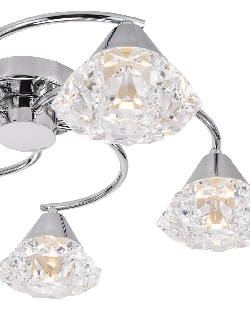 Där Dilys semi flush ceiling light polished chrome, UK version