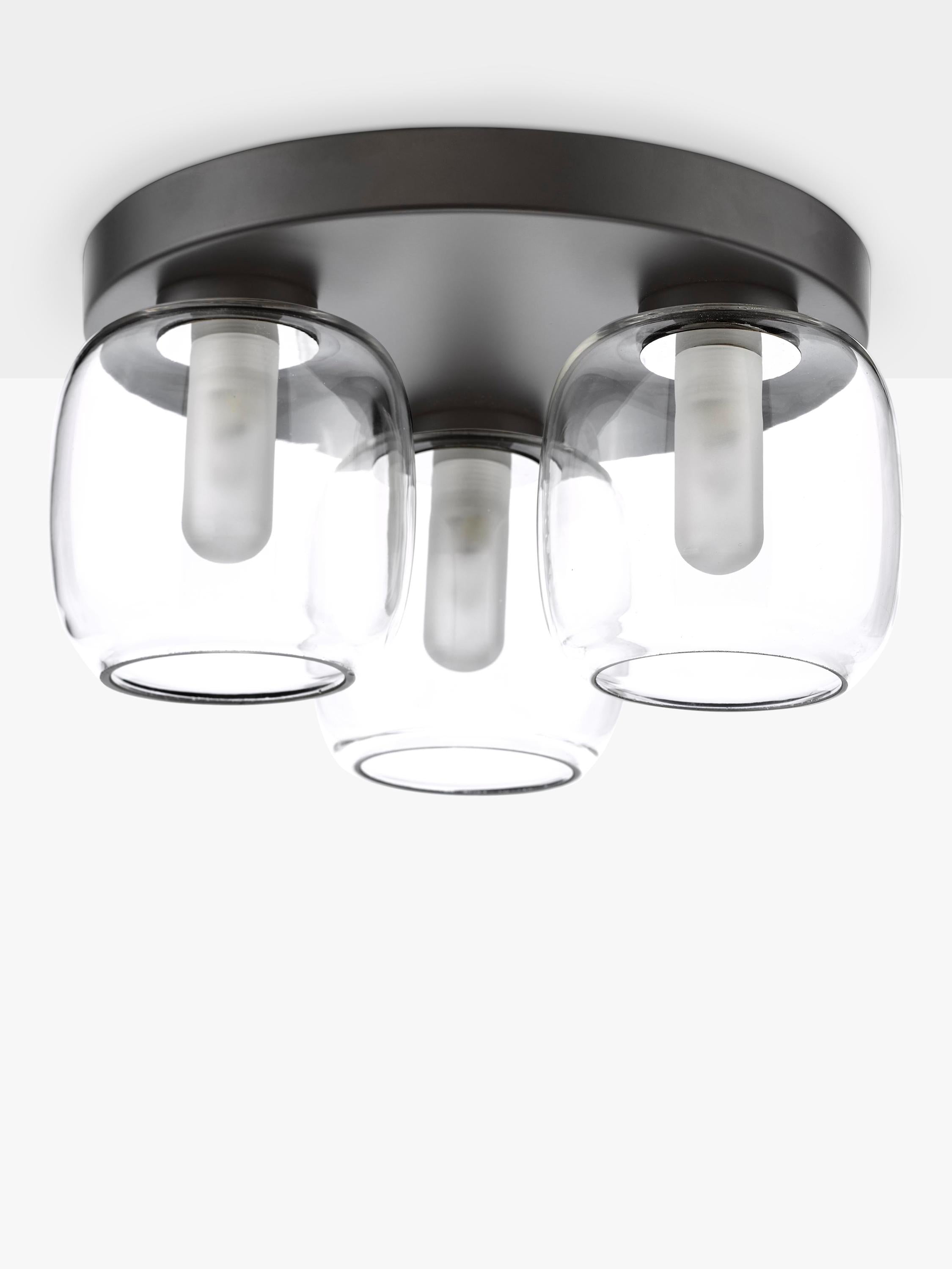 Där Edaline black bathroom ceiling light with opal shades (British brand)