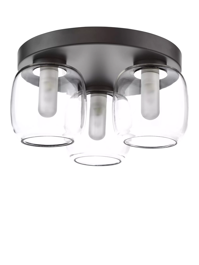 Där Edaline black bathroom ceiling light with opal shades (British brand)