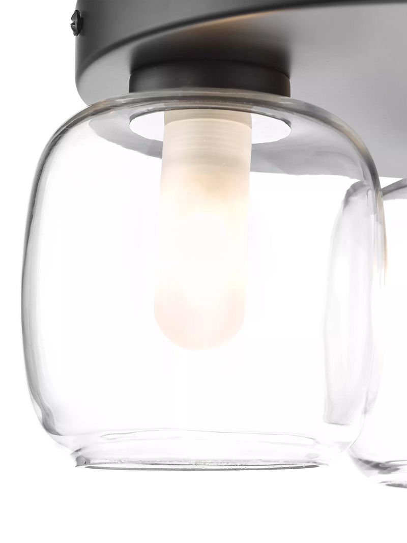 Där Edaline black bathroom ceiling light with opal shades (British brand)