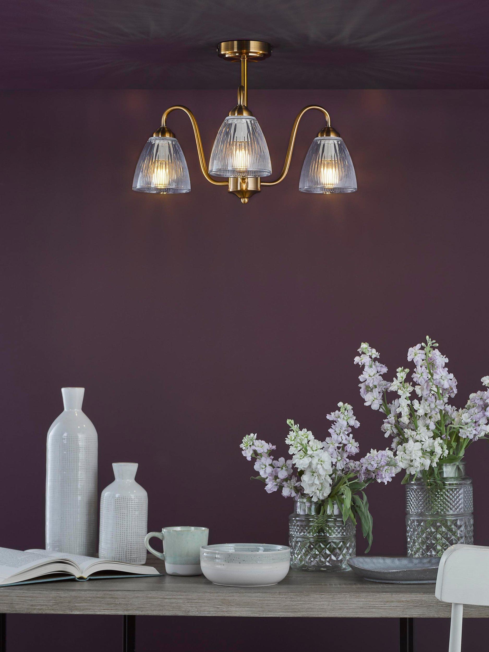 Där Glynis 3 arm semi flush ceiling light - British product