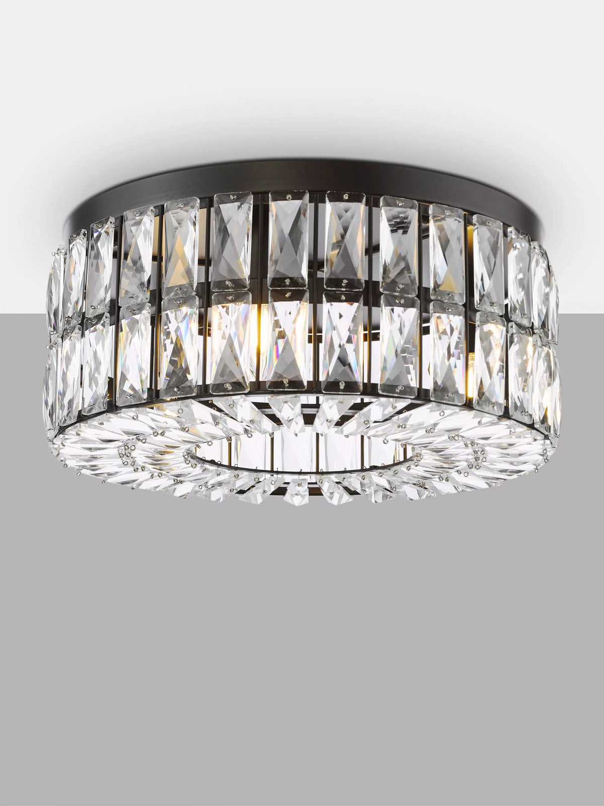 Där Relena flush ceiling light black with crystal accents, UK version