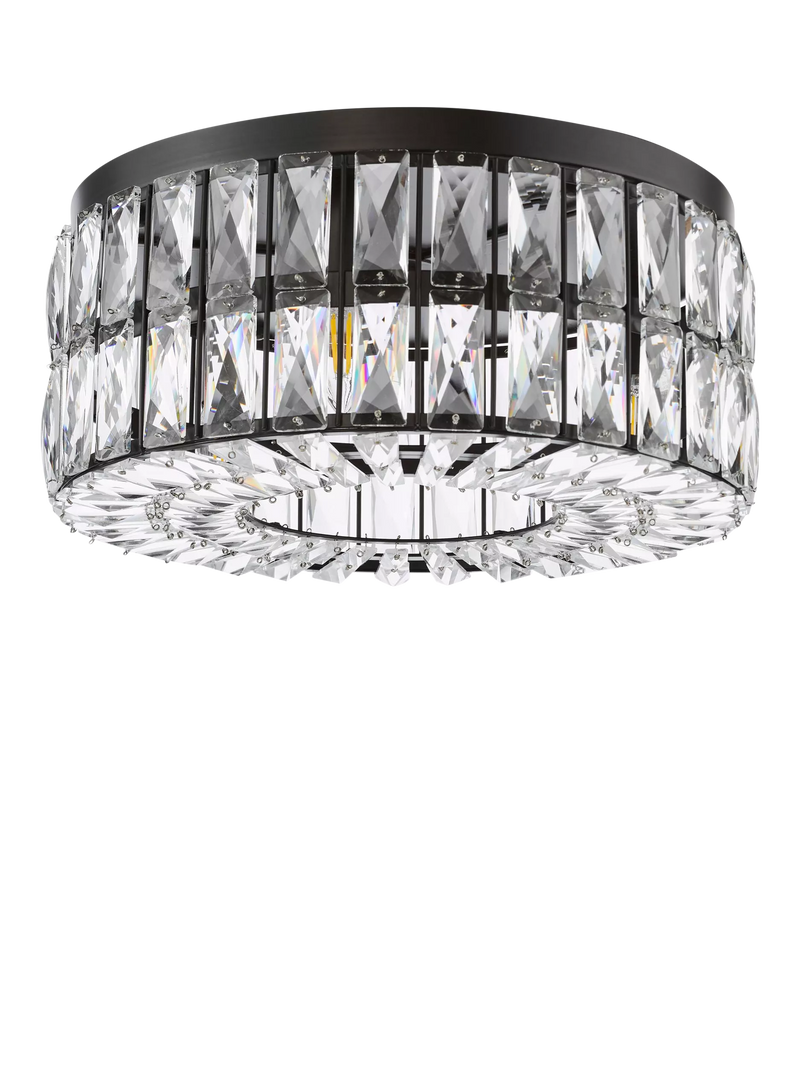 Där Relena flush ceiling light black with crystal accents, UK version
