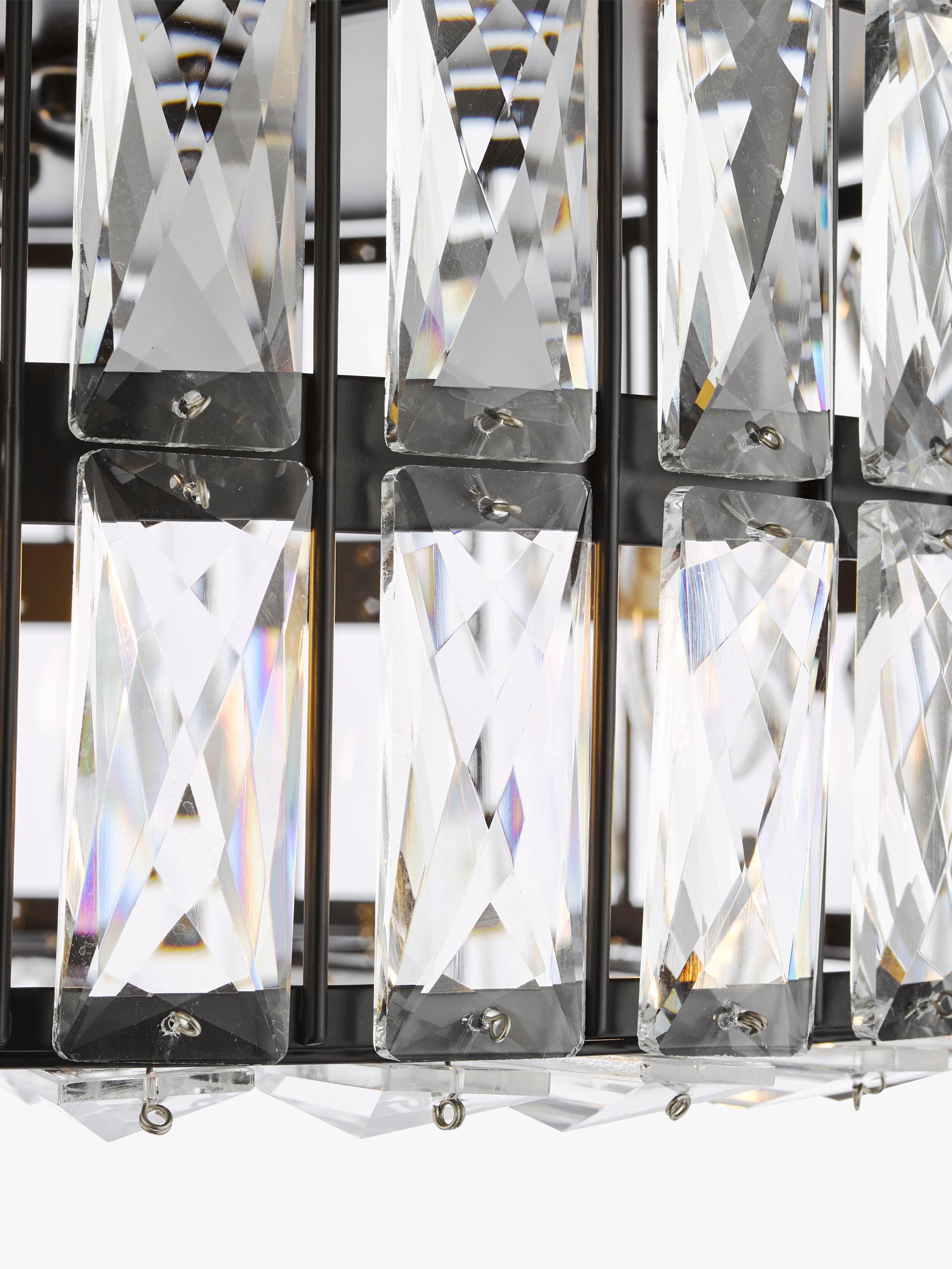 Där Relena flush ceiling light black with crystal accents, UK version