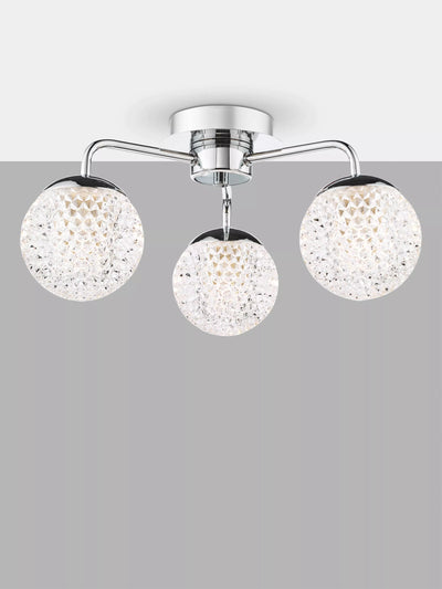 John Lewis Där Teva 3 Arm Semi Flush Bathroom Ceiling Light, Polished Chrome- Buy online at McGrocer