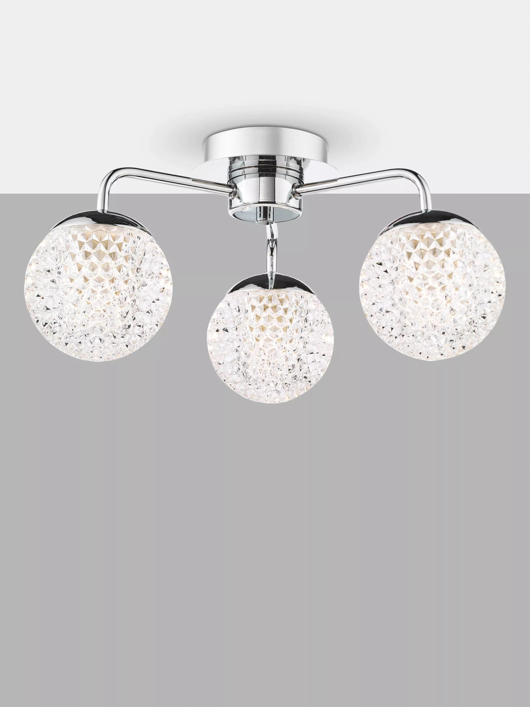 Där Teva bathroom ceiling light in polished chrome, imported from the UK
