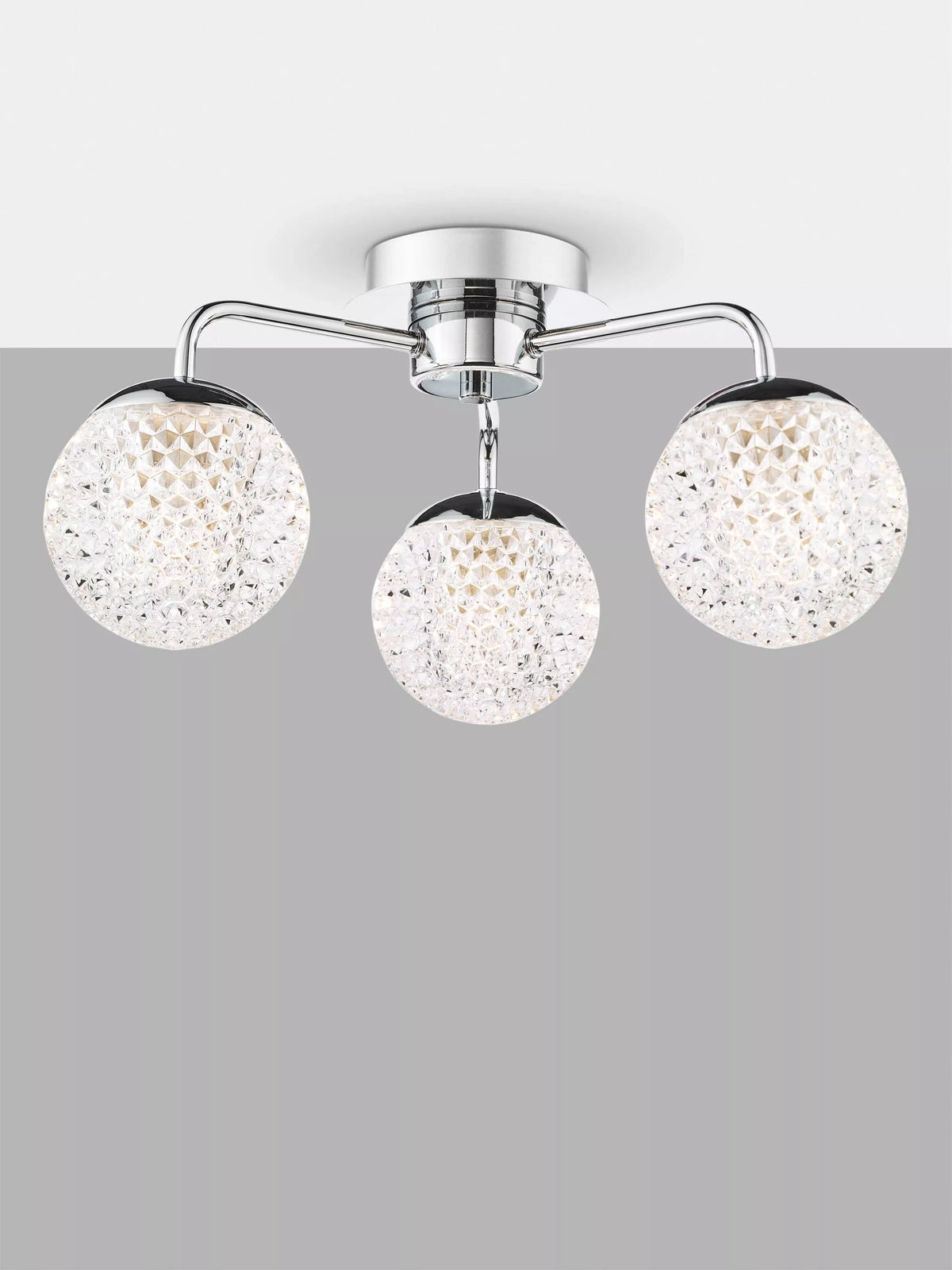 Där Teva bathroom ceiling light in polished chrome, imported from the UK