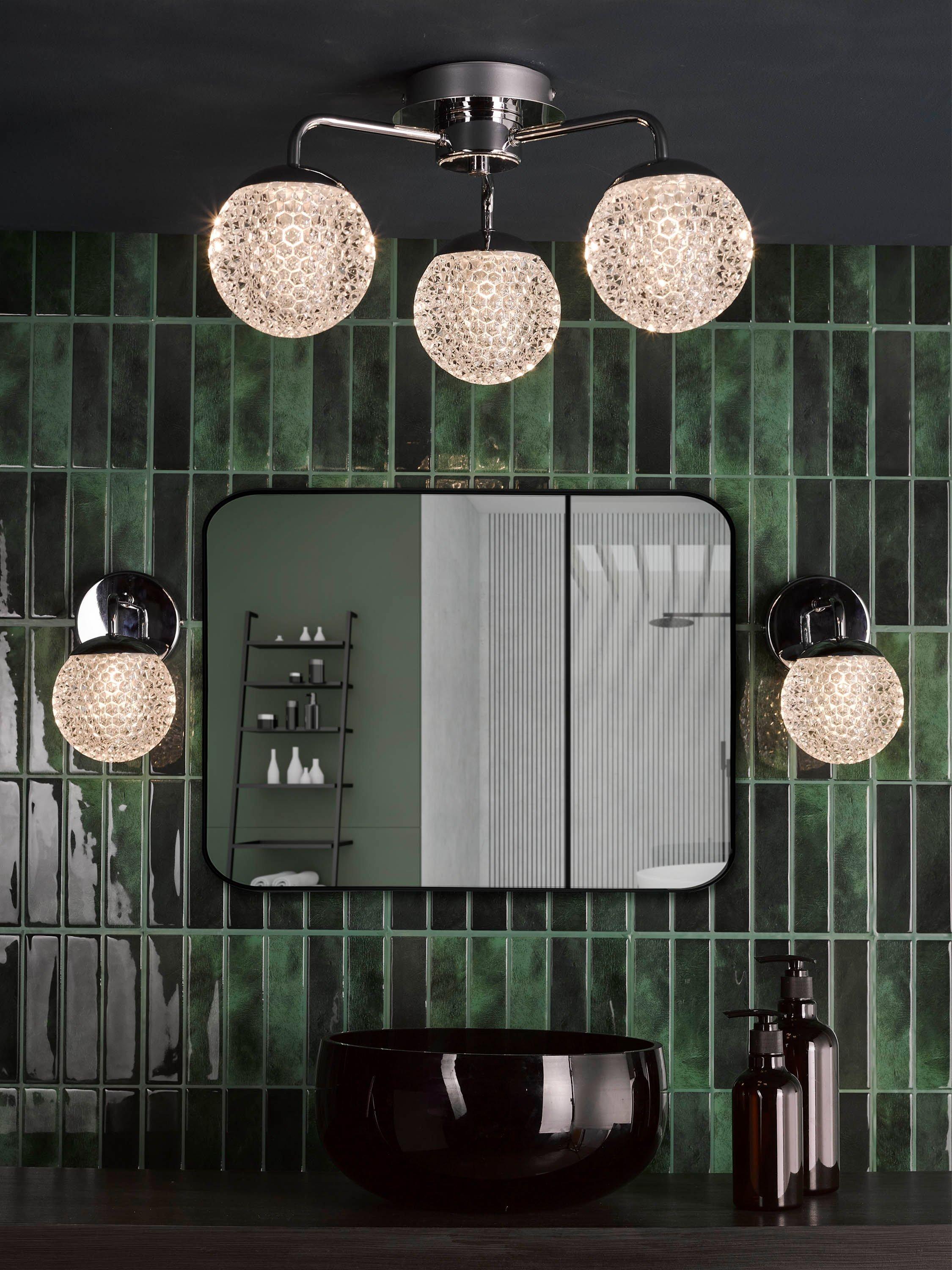 Där Teva bathroom ceiling light in polished chrome, imported from the UK