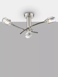 Där Zonda 3 arm crystal semi-flush ceiling light in brushed nickel - British product
