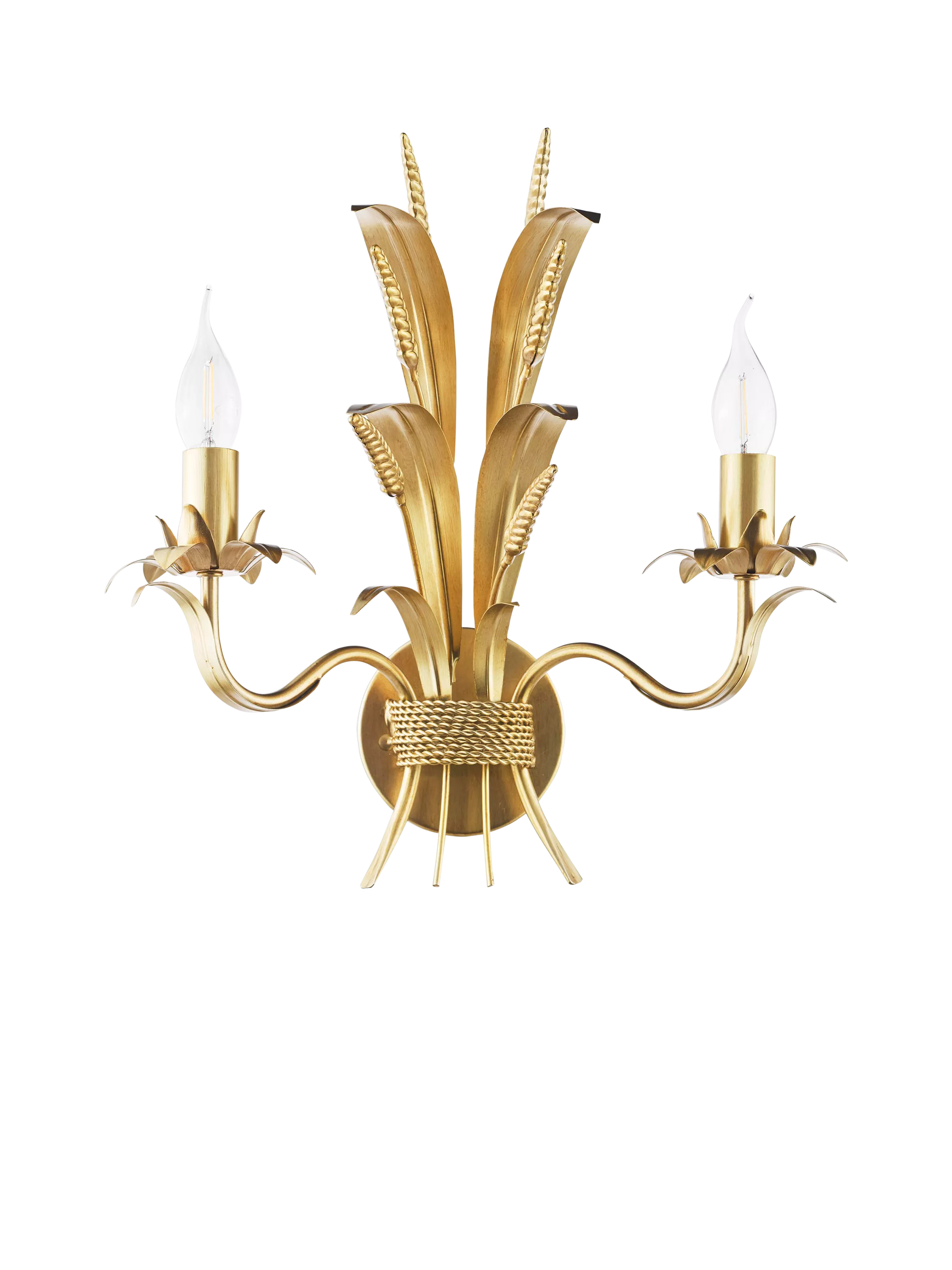 Där Phaedra leaf wall light in gold finish for living room, UK version