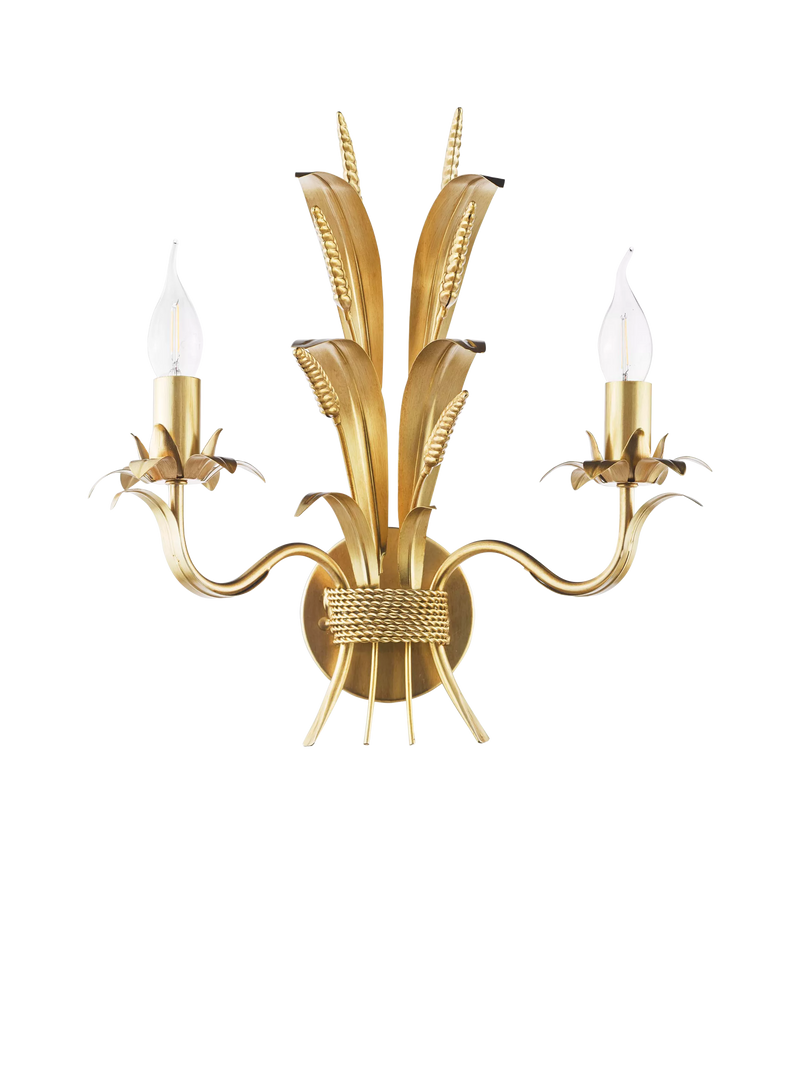 Där Phaedra leaf wall light in gold finish for living room, UK version