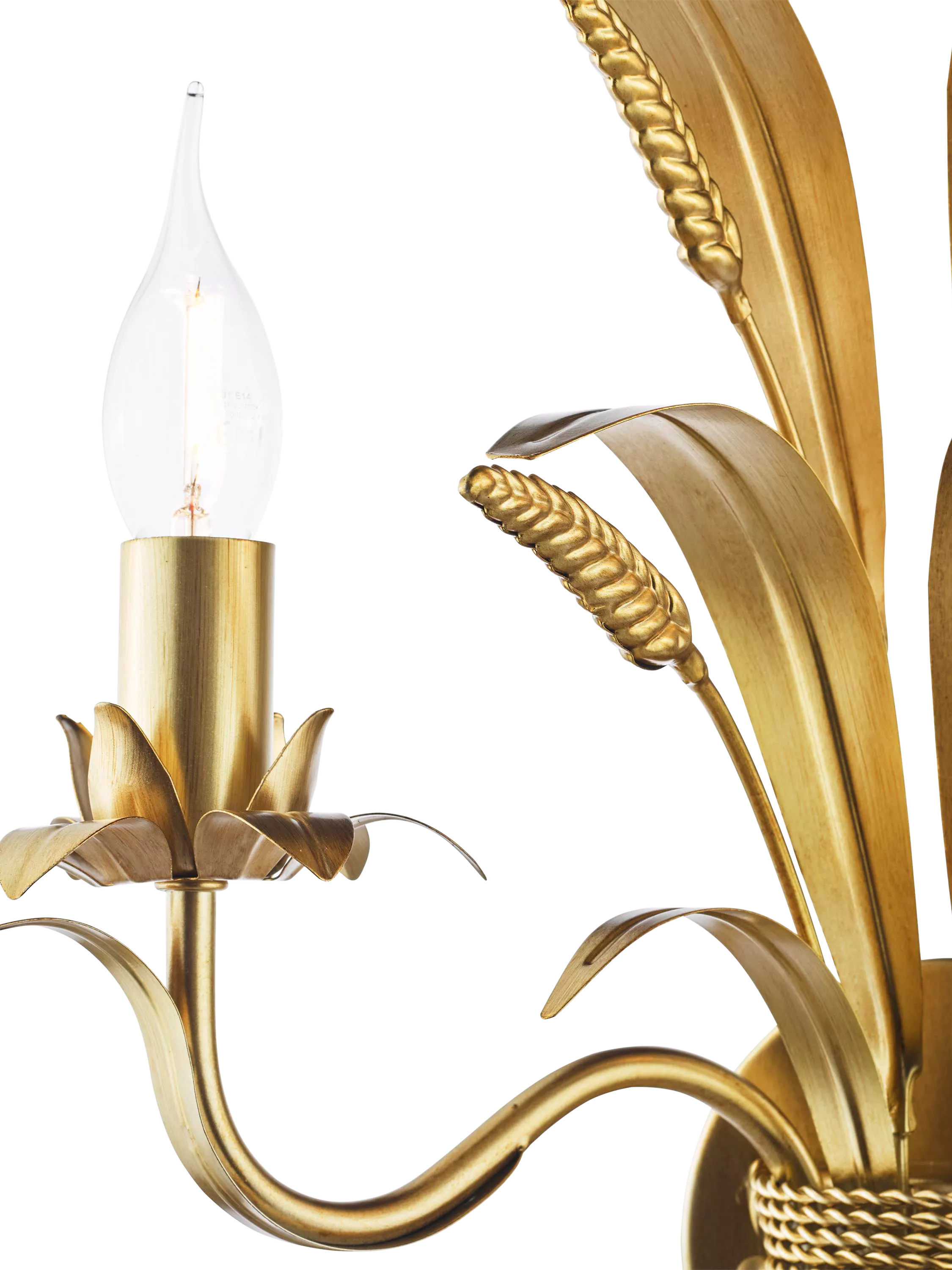 Där Phaedra leaf wall light in gold finish for living room, UK version